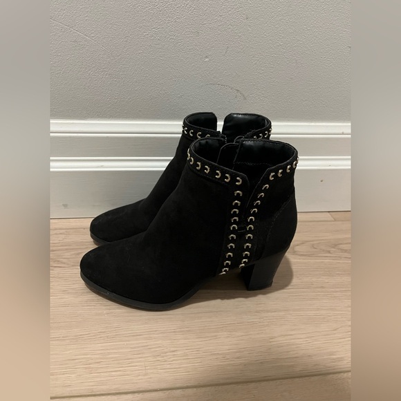 Expression Black Faux Suede Rivet Boots - Picture 3 of 6